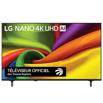Vue avant de 43 inch LG NANO 4K UHD AI NU85 Smart TV 2026 43NU850BPUC